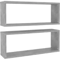 vidaXL Wandschappen kubus 2 st 60x15x23 cm bewerkt hout betongrijs