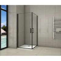 Sanexo Douchecabine Vierkant Lily 80X80 Dubbele Draaideur 8Mm Helder Glas Antikalk Mat Zwart