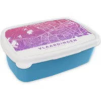 MuchoWow Broodtrommel Blauw - Lunchbox - Brooddoos - Stadskaart - Vlaardingen - Nederland - Paars - 18x12x6 cm - Kinderen - Jongen