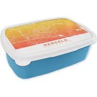 MuchoWow Broodtrommel Blauw - Lunchbox - Brooddoos - Stadskaart - Hengelo - Geel - Oranje - 18x12x6 cm - Kinderen - Jongen