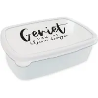 MuchoWow Broodtrommel Wit - Lunchbox Geniet van de kleine dingen - Quotes - Spreuken - Brooddoos 18x12x6 cm - Brood lunch box - Broodtrommels voor kinderen en volwassenen