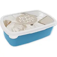 MuchoWow Broodtrommel Blauw - Lunchbox - Brooddoos - Spreuken - 'Home is a place of safe' - Quotes - 18x12x6 cm - Kinderen - Jongen
