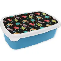 MuchoWow Broodtrommel Blauw - Lunchbox - Brooddoos - Design - Monster - Kinderen - Kleur - 18x12x6 cm - Kinderen - Jongen