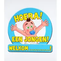 Paper Dreams Huldebord / deurbord - Geboorte jongen (blauw, geel en naturel)