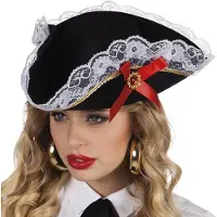 Boland Piratenhoed stacey (zwart, wit, rood en goud)