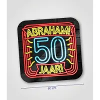 Paper Dreams Deurbord neon 50 jaar Abraham (zwart en multicolor)