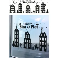 Partyxplosion Raamstickers Welkom Sint en Piet (zwart)