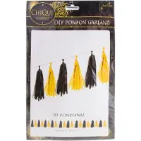 Funny fashion Slinger pompoms goud en zwart (goud en zwart)