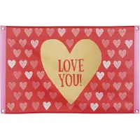 Boland - Polyester vlag 'LOVE YOU!' - Geen thema - Valentijn - Feestversiering - Liefde - Hart
