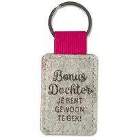 Miko Sleutelhanger - Bonus Dochter | Vilt (grijs / pink)