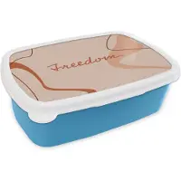MuchoWow Broodtrommel Blauw - Lunchbox - Brooddoos - Zomer - Quotes - Vrijheid - Pastel - 18x12x6 cm - Kinderen - Jongen