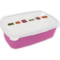 MuchoWow Broodtrommel Roze - Lunchbox - Brooddoos - Cadeaus - Kerst - Wit - 18x12x6 cm - Kinderen - Meisje