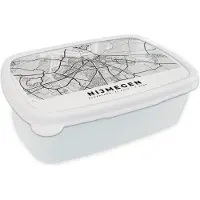 MuchoWow Broodtrommel Wit - Lunchbox - Brooddoos - Kaart - Nijmegen - Nederland - 18x12x6 cm - Volwassenen