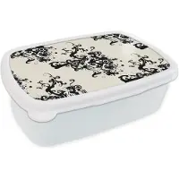 MuchoWow Broodtrommel Wit - Lunchbox - Brooddoos - Patronen - Zen - Abstract - 18x12x6 cm - Volwassenen