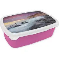 MuchoWow Broodtrommel Roze - Lunchbox - Brooddoos - Aldinga Beach bij het Australische Adelaide met een kleurrijke hemel - 18x12x6 cm - Kinderen - Meisje