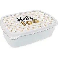 MuchoWow Broodtrommel Wit - Lunchbox - Brooddoos - Versiering - 100 Jaar - Feest - 18x12x6 cm - Volwassenen