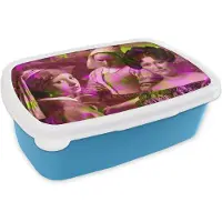 MuchoWow Broodtrommel Blauw - Lunchbox - Brooddoos - Collage - Schilderij - Neon - 18x12x6 cm - Kinderen - Jongen