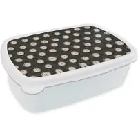 MuchoWow Broodtrommel Wit - Lunchbox - Brooddoos - Patronen - Typemachine - Letters - Jaren 20 - 18x12x6 cm - Volwassenen