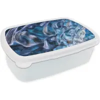 MuchoWow Broodtrommel Wit - Lunchbox - Brooddoos - Edelstenen textuur in grot - 18x12x6 cm - Volwassenen