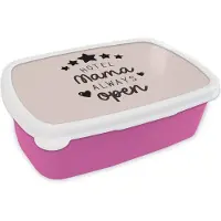 MuchoWow Broodtrommel Roze - Lunchbox - Brooddoos - Spreuken - Hotel mama always open - Quotes - Mama - 18x12x6 cm - Kinderen - Meisje