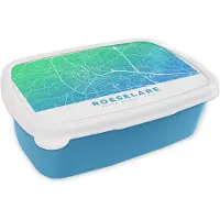 MuchoWow Broodtrommel Blauw - Lunchbox - Brooddoos - Stadskaart - Roeselare - Blauw - Groen - 18x12x6 cm - Kinderen - Jongen