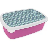 MuchoWow Broodtrommel Roze - Lunchbox - Brooddoos - Patronen - Kubus - 3D - 18x12x6 cm - Kinderen - Meisje