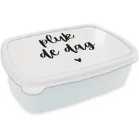 MuchoWow Broodtrommel Wit - Lunchbox Pluk de dag - Carpe diem - Quotes - Spreuken - Brooddoos 18x12x6 cm - Brood lunch box - Broodtrommels voor kinderen en volwassenen