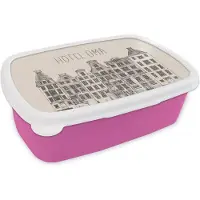 MuchoWow Broodtrommel Roze - Lunchbox - Brooddoos - Hotel oma - Quotes - Oma - Spreuken - 18x12x6 cm - Kinderen - Meisje