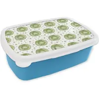MuchoWow Broodtrommel Blauw - Lunchbox - Brooddoos - Kiwi - Groen - Patronen - 18x12x6 cm - Kinderen - Jongen