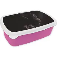 MuchoWow Broodtrommel Roze - Lunchbox - Brooddoos - Panter - Dier - Zwart - 18x12x6 cm - Kinderen - Meisje