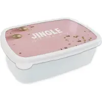 MuchoWow Broodtrommel Wit - Lunchbox - Brooddoos - Winter - Roze - Goud - 18x12x6 cm - Volwassenen