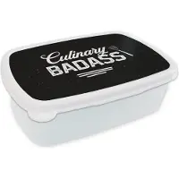 MuchoWow Broodtrommel Wit - Lunchbox - Brooddoos - Quote - Chef - Koken - Frituren - BBQ - Barbecue - Bakken - Spreuken - 18x12x6 cm - Volwassenen