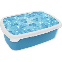 MuchoWow Broodtrommel Blauw - Lunchbox - Brooddoos - Handschoenen - Muts - Winter - Patronen - 18x12x6 cm - Kinderen - Jongen