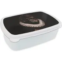 MuchoWow Broodtrommel Wit - Lunchbox - Brooddoos - Schilderij - Gorilla - Oude meesters - 18x12x6 cm - Volwassenen