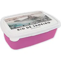 MuchoWow Broodtrommel Roze - Lunchbox - Brooddoos - Brazilië - Zon - Natuur - 18x12x6 cm - Kinderen - Meisje