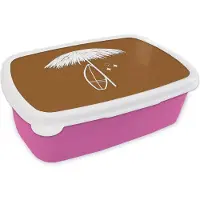 MuchoWow Broodtrommel Roze - Lunchbox - Brooddoos - Zomer - Parasol - Bruin - 18x12x6 cm - Kinderen - Meisje