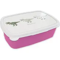 MuchoWow Broodtrommel Roze - Lunchbox - Brooddoos - Dinosaurus - Kinderkamer - Tyrannosaurus - Jongens - Meisjes - Kinderen - 18x12x6 cm - Kinderen - Meisje