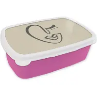 MuchoWow Broodtrommel Roze - Lunchbox - Brooddoos - Vrouw - Lippen - Abstract - 18x12x6 cm - Kinderen - Meisje