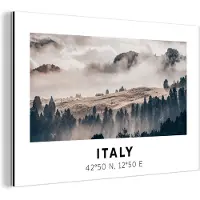 MuchoWow Wanddecoratie Metaal - Aluminium Schilderij Industrieel - Italië - Dolomieten - Zomer - Mist - 120x80 cm - Dibond - Foto op aluminium - Industriële muurdecoratie - Voor de woonkamer/slaapkamer