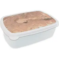 MuchoWow Broodtrommel Wit - Lunchbox - Brooddoos - Rood - Kristal - Graniet - 18x12x6 cm - Volwassenen