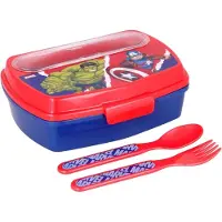 Stor Avengers broodtrommel met bestek - rood met blauw - lunchbox