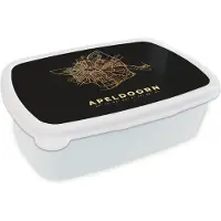 MuchoWow Broodtrommel Wit - Lunchbox - Brooddoos - Plattegrond - Kaart - Apeldoorn - Stadskaart - Nederland - 18x12x6 cm - Volwassenen