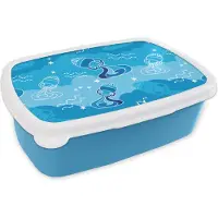 MuchoWow Broodtrommel Blauw - Lunchbox - Brooddoos - Aquarius - Design - Zodiac - 18x12x6 cm - Kinderen - Jongen
