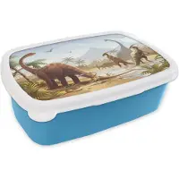 MuchoWow Broodtrommel Blauw - Lunchbox - Brooddoos - Kinderkamer - Water - Dinosaurus - 18x12x6 cm - Kinderen - Jongen