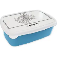 MuchoWow Broodtrommel Blauw - Lunchbox - Brooddoos - Madrid - Spanje - Kaart - 18x12x6 cm - Kinderen - Jongen