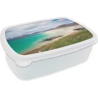MuchoWow Broodtrommel Wit - Lunchbox - Brooddoos - Strand - Water - Engeland - 18x12x6 cm - Volwassenen