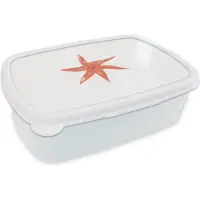 MuchoWow Broodtrommel Wit - Lunchbox - Brooddoos - Zeester - Roze - Pastel - 18x12x6 cm - Volwassenen