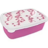 MuchoWow Broodtrommel Roze - Lunchbox - Brooddoos - Patronen - Sakura - Zen - Yoga - 18x12x6 cm - Kinderen - Meisje
