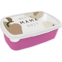 MuchoWow Broodtrommel Roze - Lunchbox - Brooddoos - Spreuken - Beste mama ooit - Quotes - Mama - 18x12x6 cm - Kinderen - Meisje