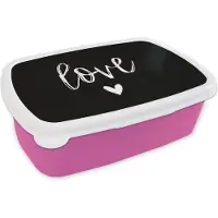 MuchoWow Broodtrommel Roze - Lunchbox Spreuken - Love - Quotes - Brooddoos 18x12x6 cm - Brood lunch box - Broodtrommels voor kinderen en volwassenen